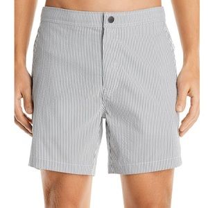 Mens ONIA Seersucker Nylon Blend Swim Trunk Lined Shorts Calder 7.5”